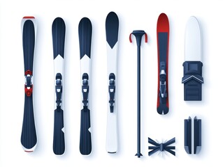 Various Ski Equipment Set