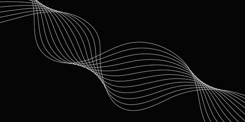 Abstract Black background with a glowing abstract waves. Abstract wave element for design. Digital frequency track equalizer, Futuristic background design. Long exposure, Light painting photography.