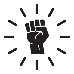 Print Raised Fist Power Icon - Symbol of Strength, Resistance, and Unity