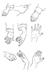 Various Hand Gesture, Simple Hand Draw Sketch Vector