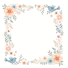 Cute flowers  and leaves border 