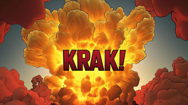 Explosive Graphic Design With Orange Red Smoke And Krak Text