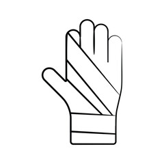 Easy to edit hand drawn icon showing hand injury bandage