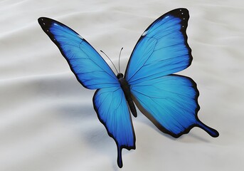 Vibrant Blue Butterfly on White Background
