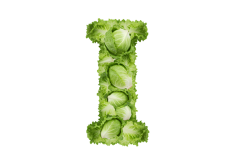 Lettuce Letter I Fresh Green Vegetable Alphabet isolated on transparent background