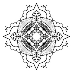 Print Simple mandala design for coloring isolated on white background