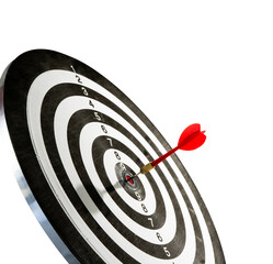 dart hitting target isolated on white
