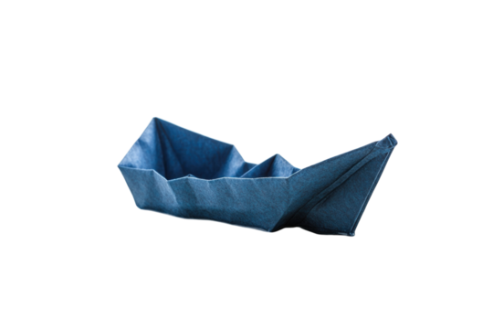 A blue origami paper boat - Powered by Adobe