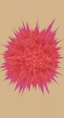 Pink Pixelated Explosion Abstract on Beige Neutral Background