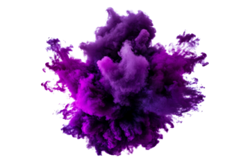 Abstract purple smoke cloud explosion, cut out transparent