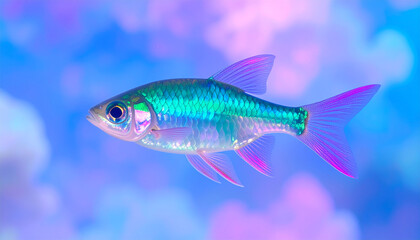Fototapeta premium Shimmering Fish: Iridescent Beauty Gliding Through Hues of Enchantment.