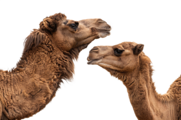 two camels isolated on white background,PNG