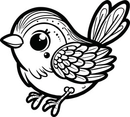black and white line art vector cartoon bird isolated for coloring page