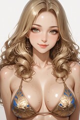 anime women wear bikini different race