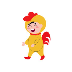 Happy Child Rooster Costume Walking
