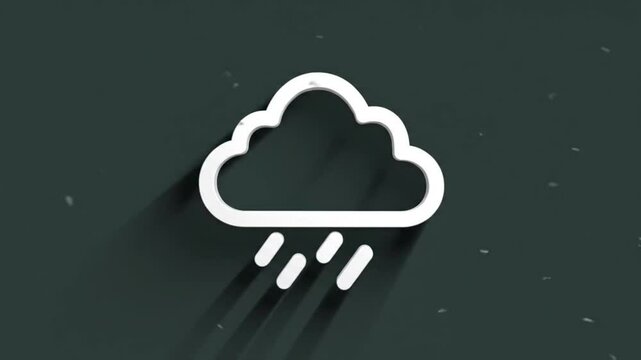 White cloud and rain icon on dark background vector graphic