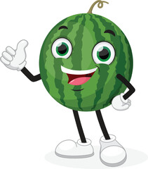 Cute watermelon cartoon mascot characters, isolated on white backgrounds