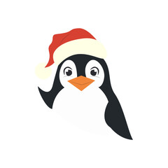 Cute Penguin Wearing Santa Hat