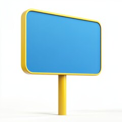 Blue and yellow sign isolated on white background