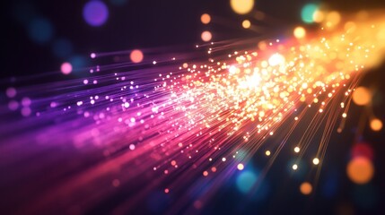 Obraz premium Vibrant light trails with colorful bokeh effects in motion