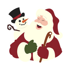 Jolly Santa Snowman Christmas Illustration