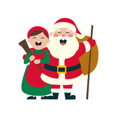 Jolly Santa Elf Christmas Cartoon Illustration