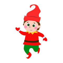 Cute Christmas Elf Cartoon Illustration