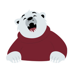 Happy Polar Bear Wearing Red Sweater