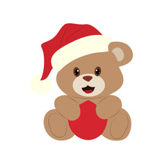 Cute Teddy Bear Santa Hat Christmas