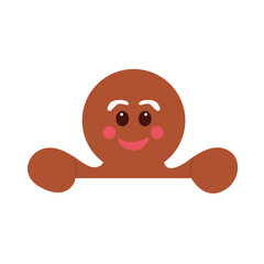 Happy Gingerbread Man Peeking Illustration