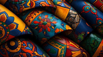Colorful Patterned Decorative Tiles Background