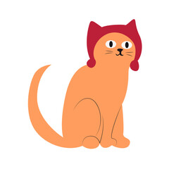 Orange Cat Wearing Red Hood Illustration