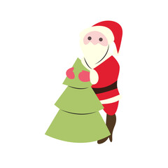 Santa Claus Holding Christmas Tree