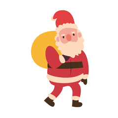 Cartoon Santa Claus Carrying Bag Gifts