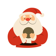 Santa Claus Holding Christmas Gift