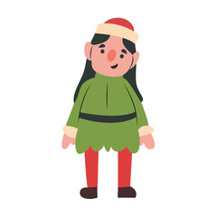Christmas Elf Girl Cartoon Illustration