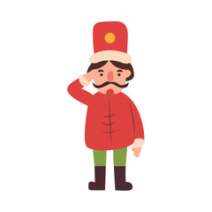 Nutcracker Soldier Saluting Cartoon Illustration