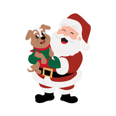 Santa Claus Holding Christmas Puppy