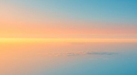 Fototapeta premium Serene Pastel Sunset Sky Above Cloudscape Aerial View Soft Colors Dreamy Atmosphere