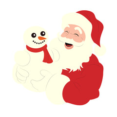 Jolly Santa Claus Holding Snowman
