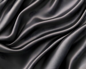 Fototapeta premium Draped dark gray silk fabric with soft folds and subtle sheen