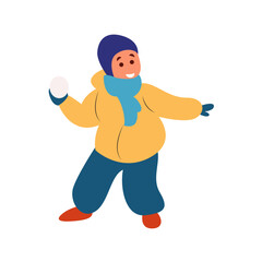 Child Throwing Snowball Winter Fun Play