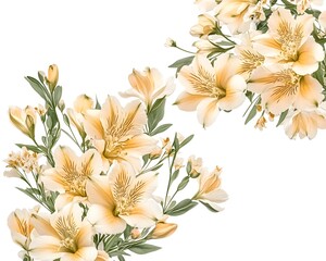 Elegant pastel yellow flower arrangement, isolated on white