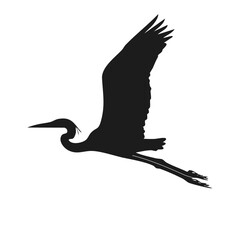 Fototapeta premium Silhouette of a heron flying vector wildlife nature graphic design