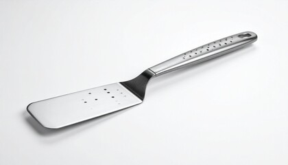 stainless steel spatula on white background