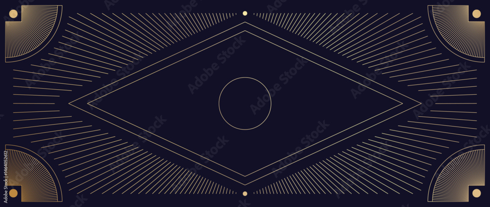 Wall mural luxury art deco gold frame background vector. abstract geometry frame and art deco pattern backgroun