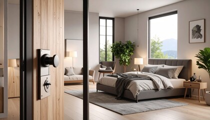 modern living room with bed