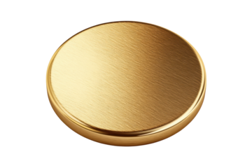 A golden circular object