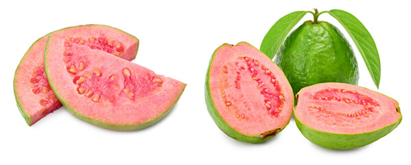 sliced guava isolated on white background. clipping path