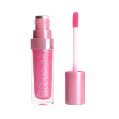 pink nail polish on white background